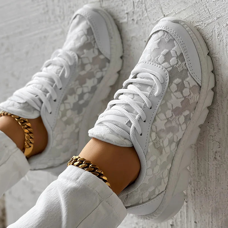 Sofia – Weiße Damen-Schnürschuhe