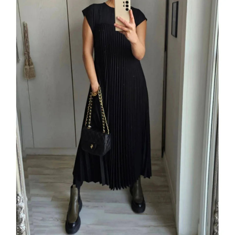 Elena – Elegantes ärmelloses Falten Damen Kleid
