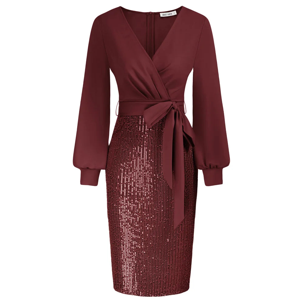 Vienne – Ruched Paillettenkleid für Damen