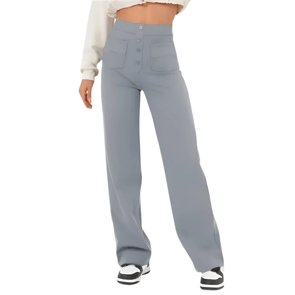 Valeria – Hochgeschnittene Damenhose mit Knöpfen