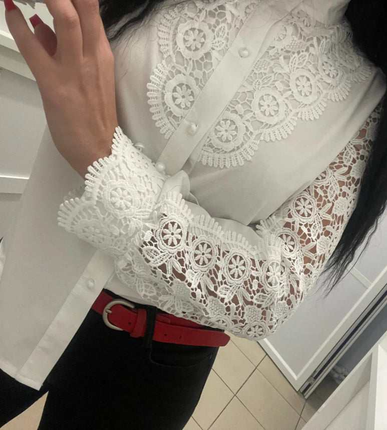 Lucia – Retro-Spitzen Damen Langarmshirt