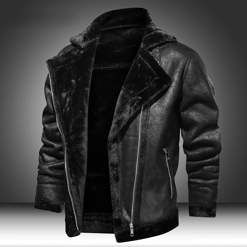 Leonardo – Retro PU Herren Winter Motorradjacke
