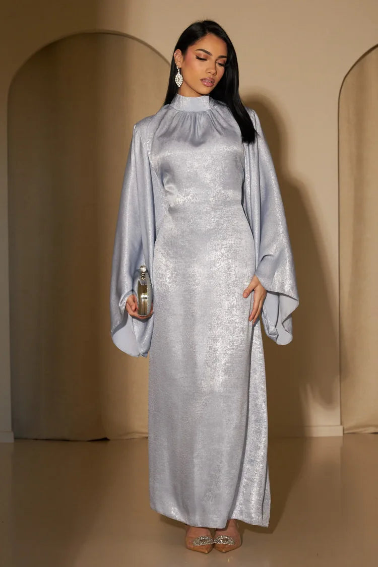 Layla – Elegante Satin-Abaya mit Pagodärmeln für Damen