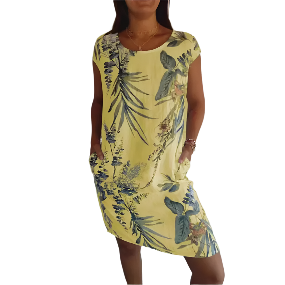 Mila – Sommerkleid mit Vintage-Print und Taschen für Damen
