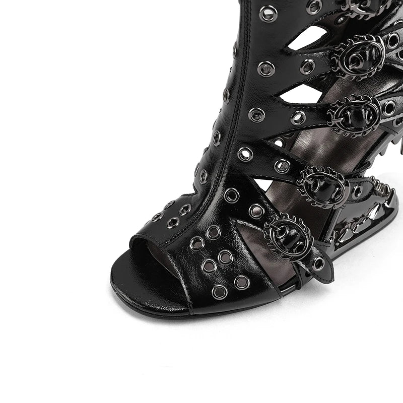 Livia – Stilvolle Open-Toe High Heel Stiefeletten für Damen