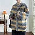 Luca – Gradient-Streifen Herren Rundhals-Cardigan
