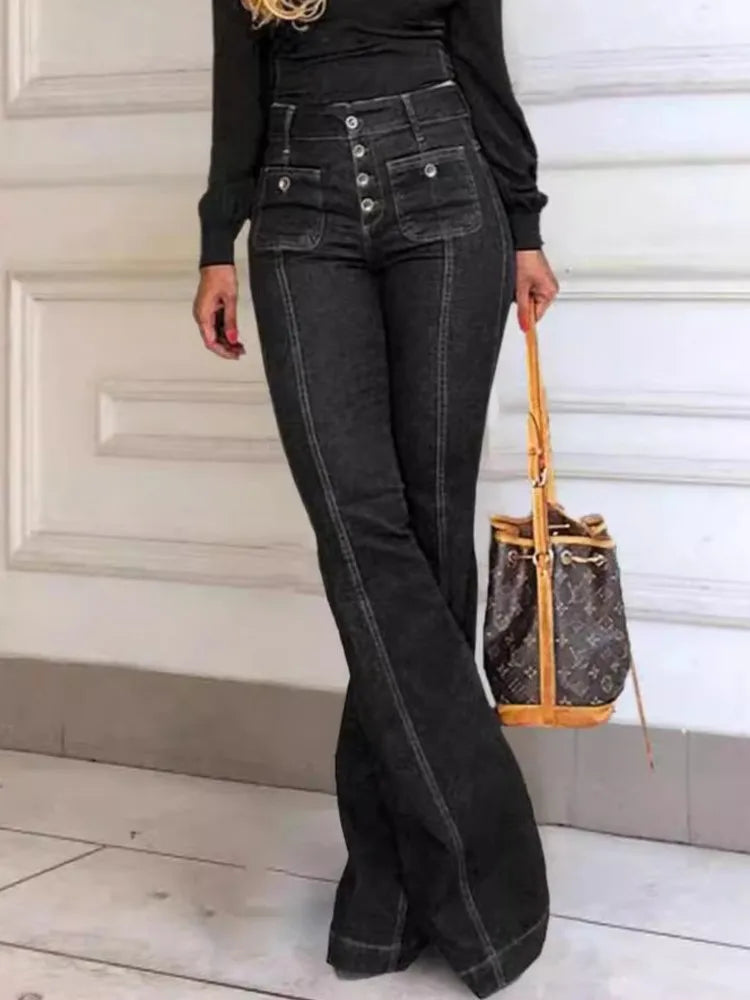 Yvonne – Vintage-Slim Damen-Schlaghose aus Denim