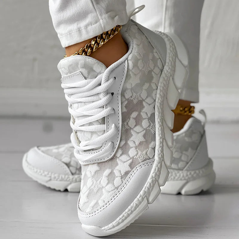 Sofia – Weiße Damen-Schnürschuhe