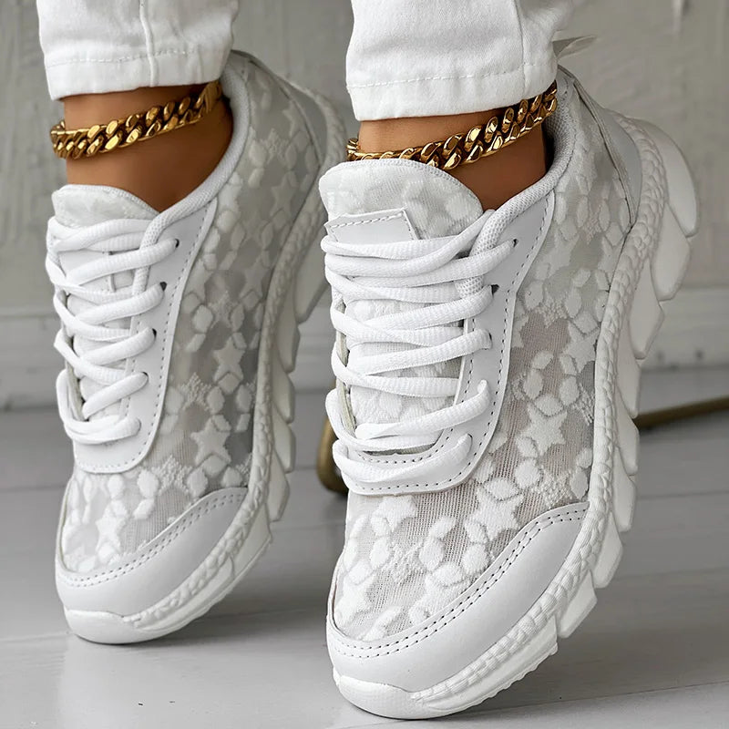 Sofia – Weiße Damen-Schnürschuhe