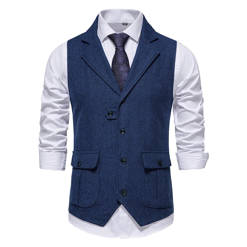 Giovanni – Vintage Herringbone Tweed Herrenweste