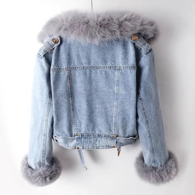 Giovanna – Luxuriöse Jeansjacke mit Fellfutter für Frauen