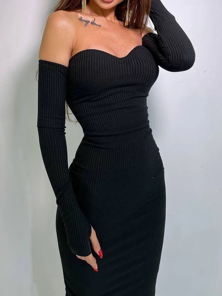 Lucia – Elegantes Off-Shoulder Midi-Kleid für Damen