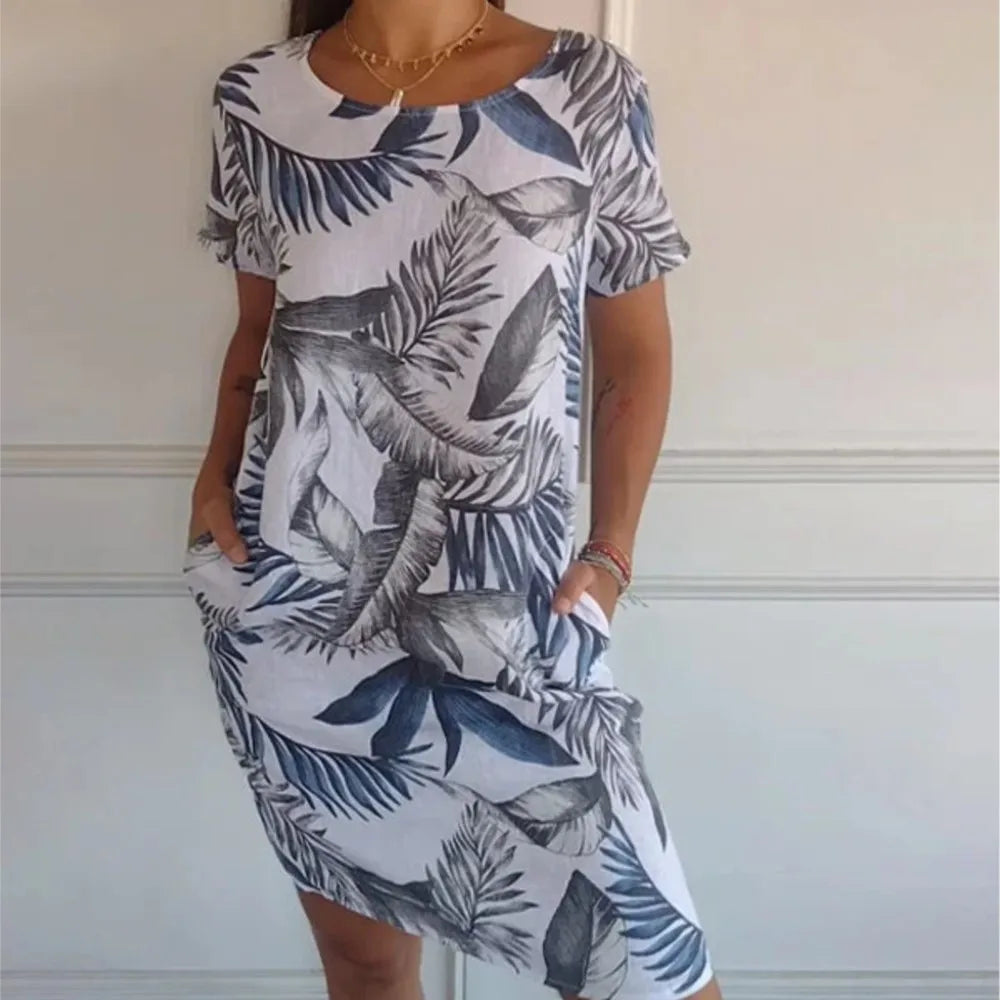 Mila – Sommerkleid mit Vintage-Print und Taschen für Damen
