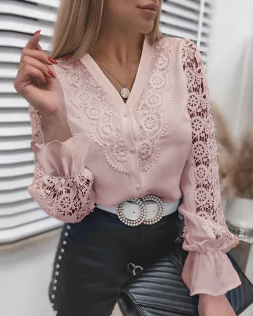 Lucia – Retro-Spitzen Damen Langarmshirt