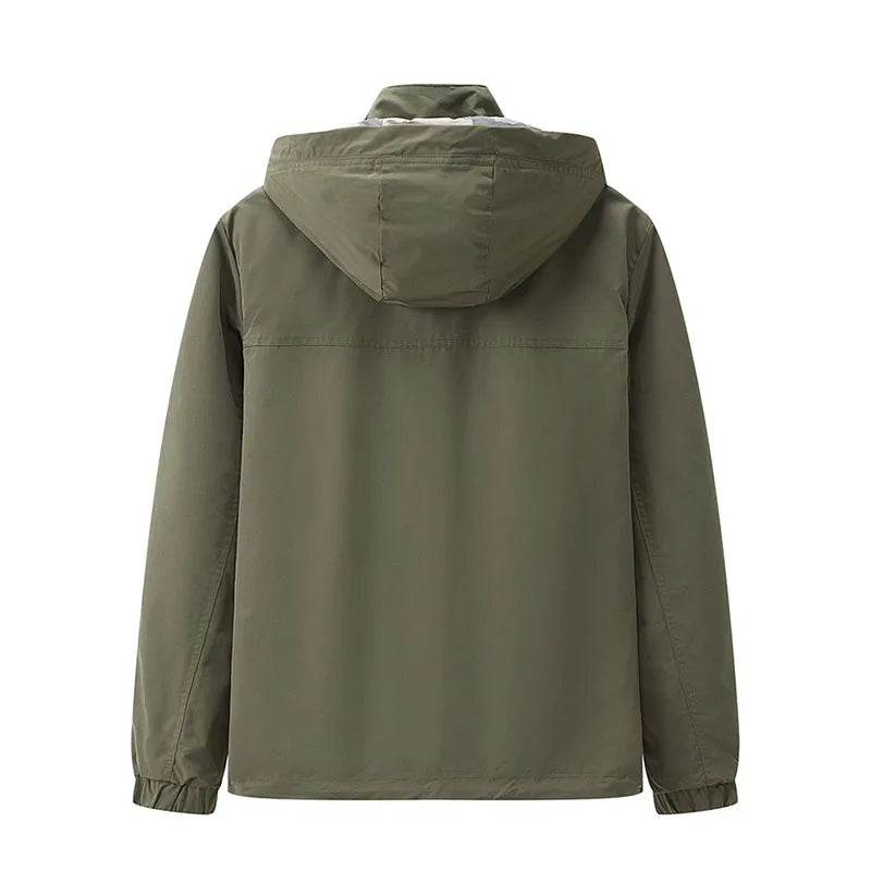 Dominique – Stylische Herrenjacke für Herbst &amp; Frühling mit Abnehmbarem Kapuzen