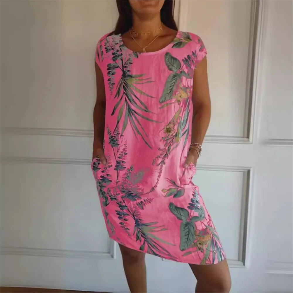 Mila – Sommerkleid mit Vintage-Print und Taschen für Damen