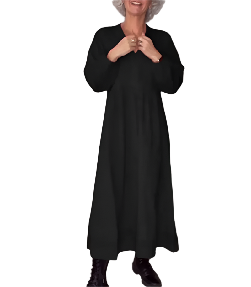 Mara – Schwarzes Oversize-Kleid für Damen mit V-Ausschnitt und Taschen