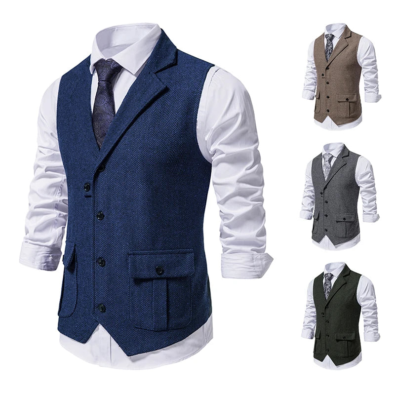 Giovanni – Vintage Herringbone Tweed Herrenweste