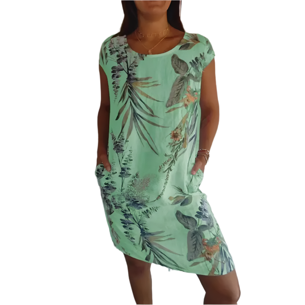 Mila – Sommerkleid mit Vintage-Print und Taschen für Damen