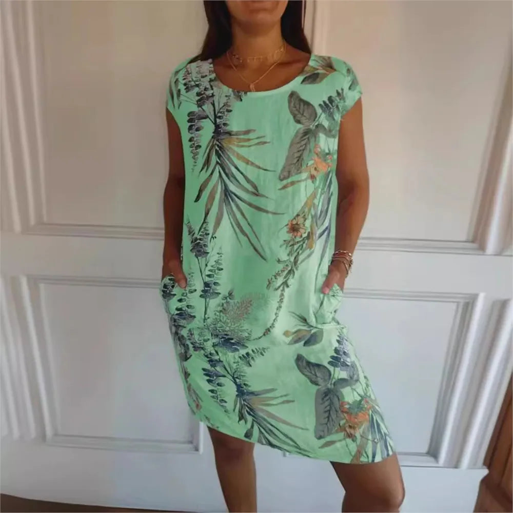 Mila – Sommerkleid mit Vintage-Print und Taschen für Damen