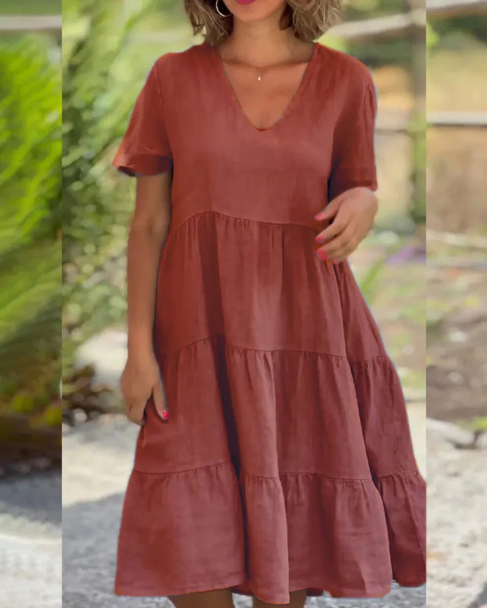 Sofia – Müheloses Baumwoll-Leinen Damen Sommerkleid