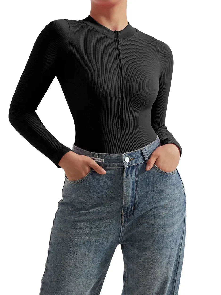Camilla – Luxuriöser Nahtloser Gerippter Bodysuit für Frauen