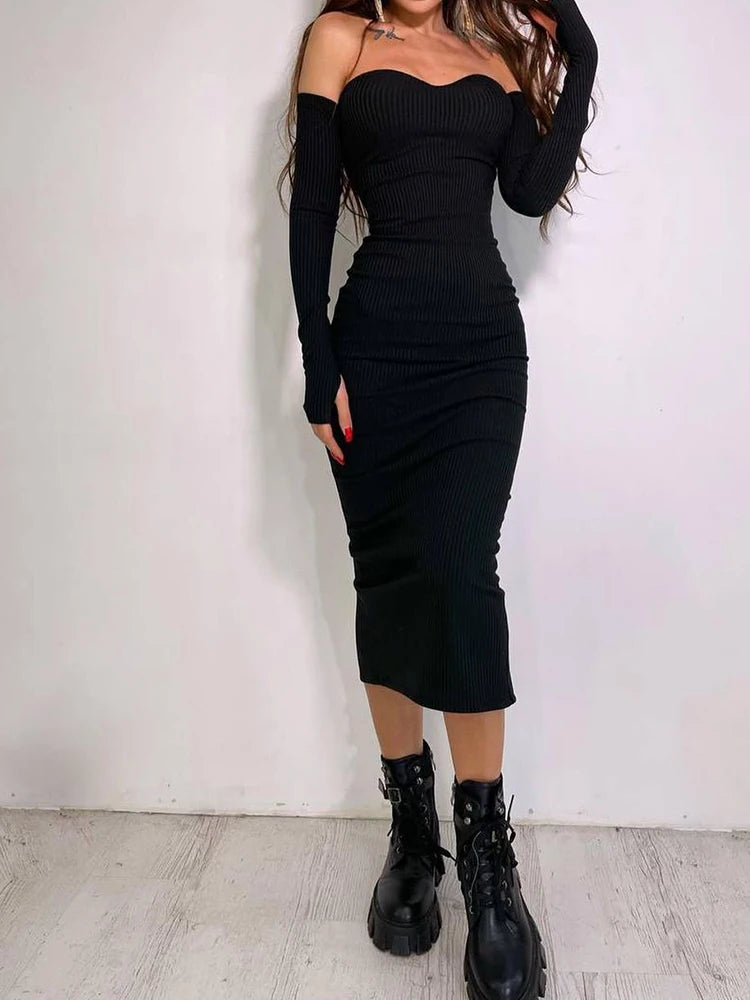Lucia – Elegantes Off-Shoulder Midi-Kleid für Damen