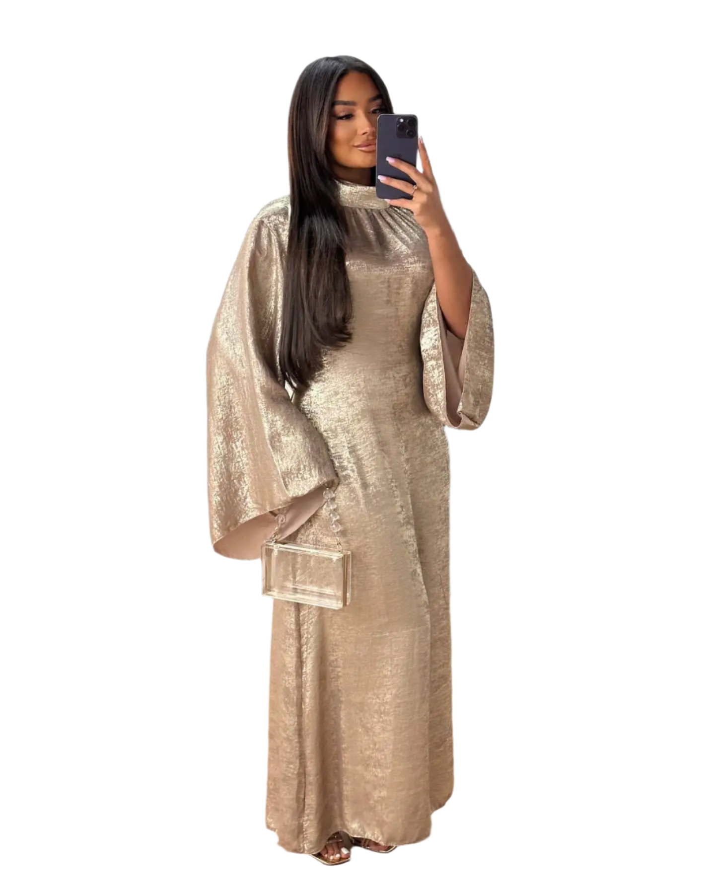 Layla – Elegante Satin-Abaya mit Pagodärmeln für Damen