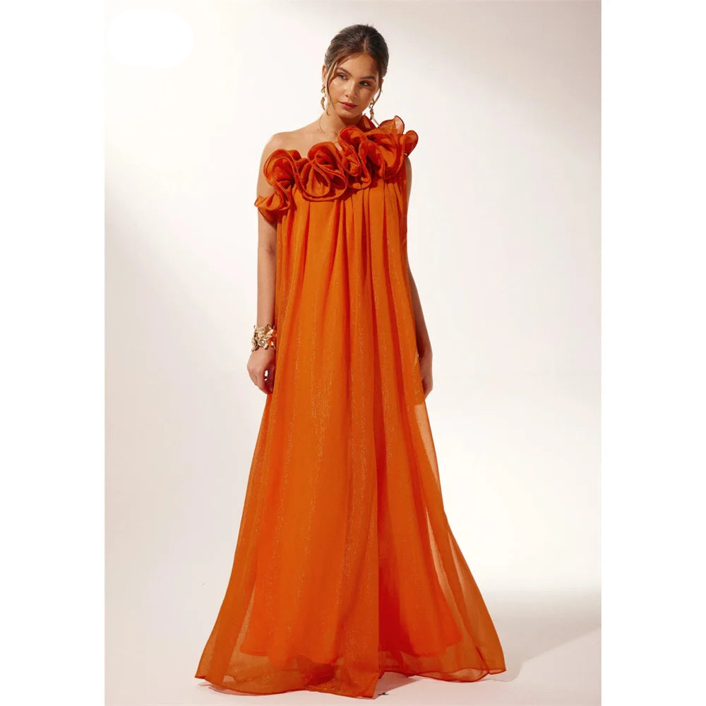 Elena – Florales Chiffon-Eveningkleid mit einem Schulterträger für Damen