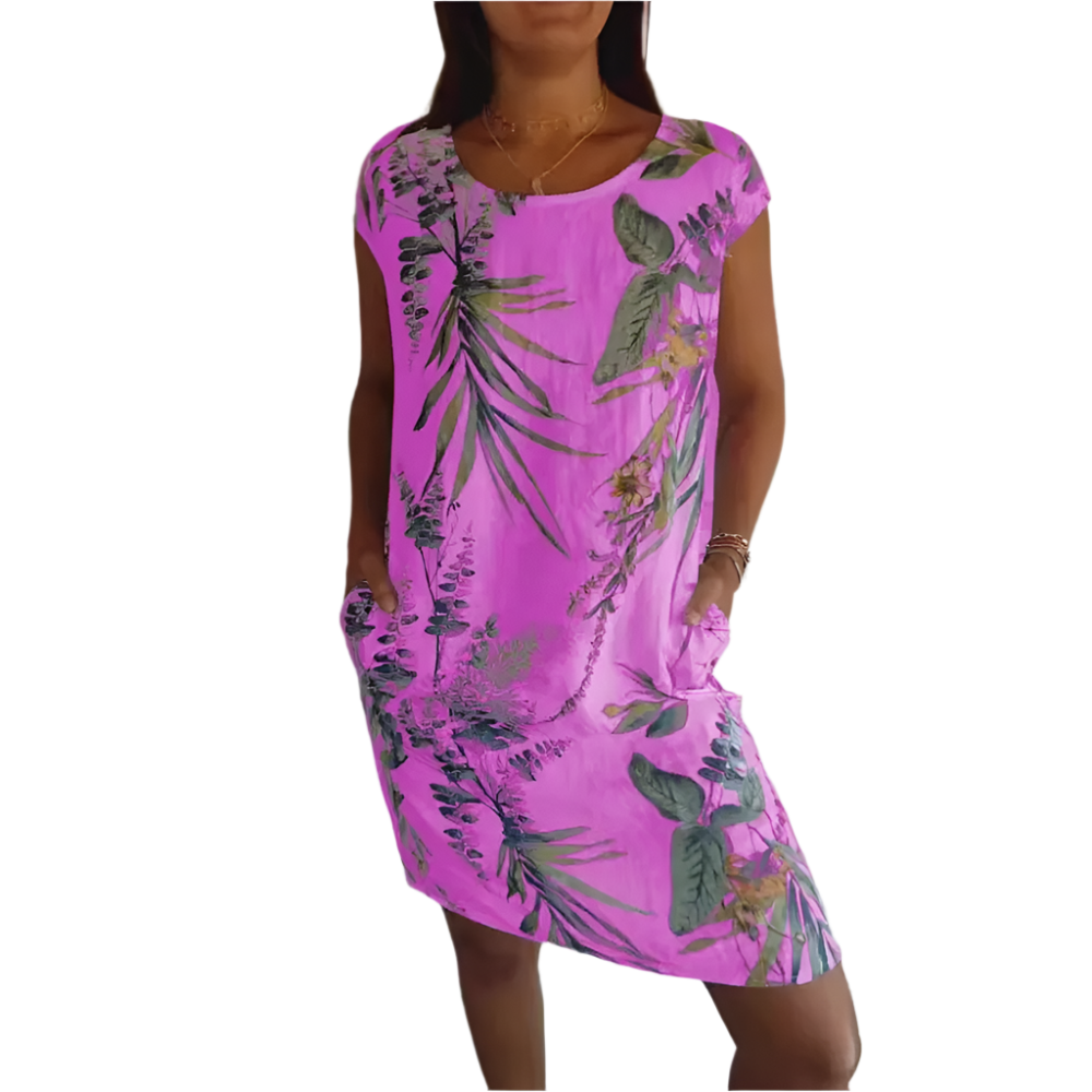 Mila – Sommerkleid mit Vintage-Print und Taschen für Damen