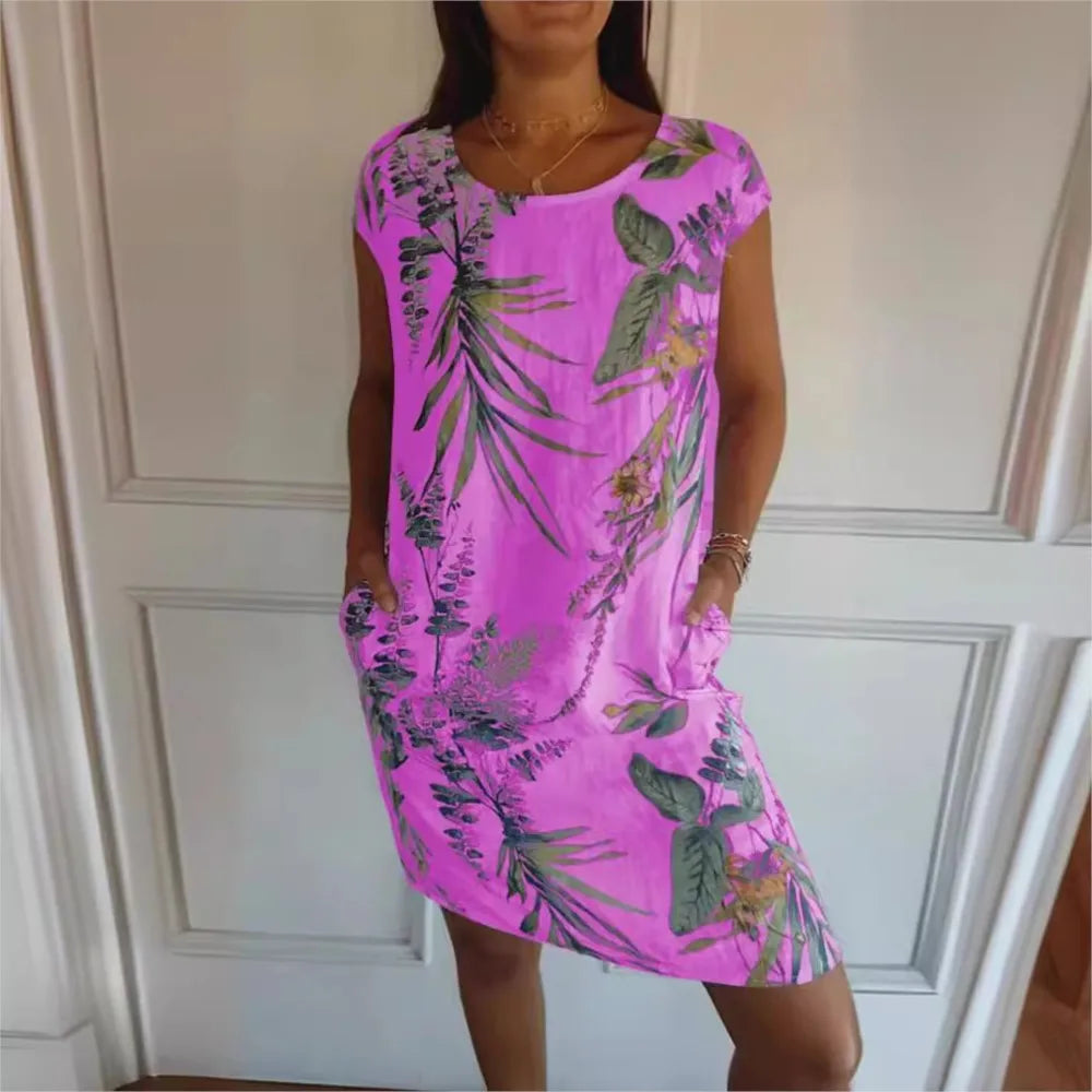 Mila – Sommerkleid mit Vintage-Print und Taschen für Damen