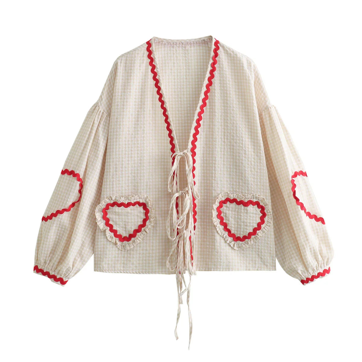Emma – Vintage Damen-Shirt mit Herz-Taschen