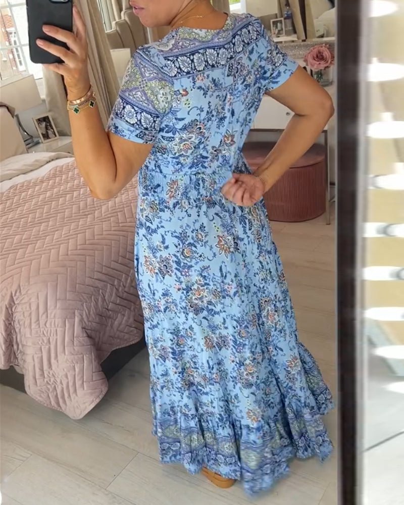 Amber – Florales V-Ausschnitt Damen Sommerkleid