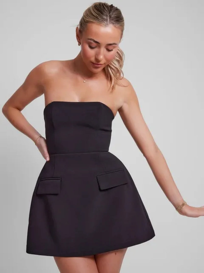 Giulia – Elegantes, trägerloses Kleid mit Taschen für Damen