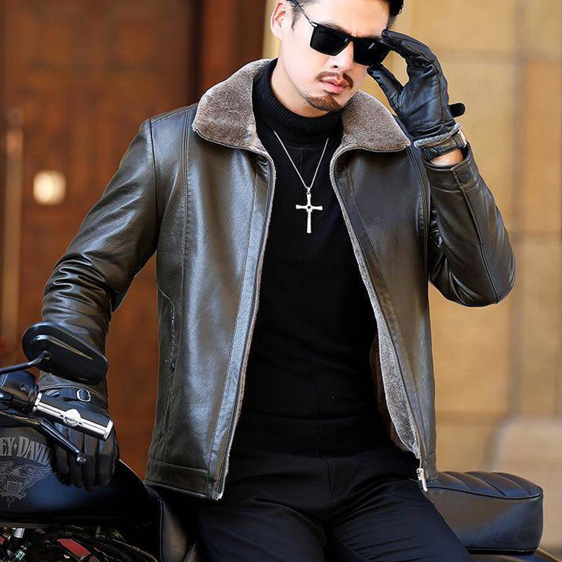 Ingo – Herren Jacke aus Kunstfleece und Leder