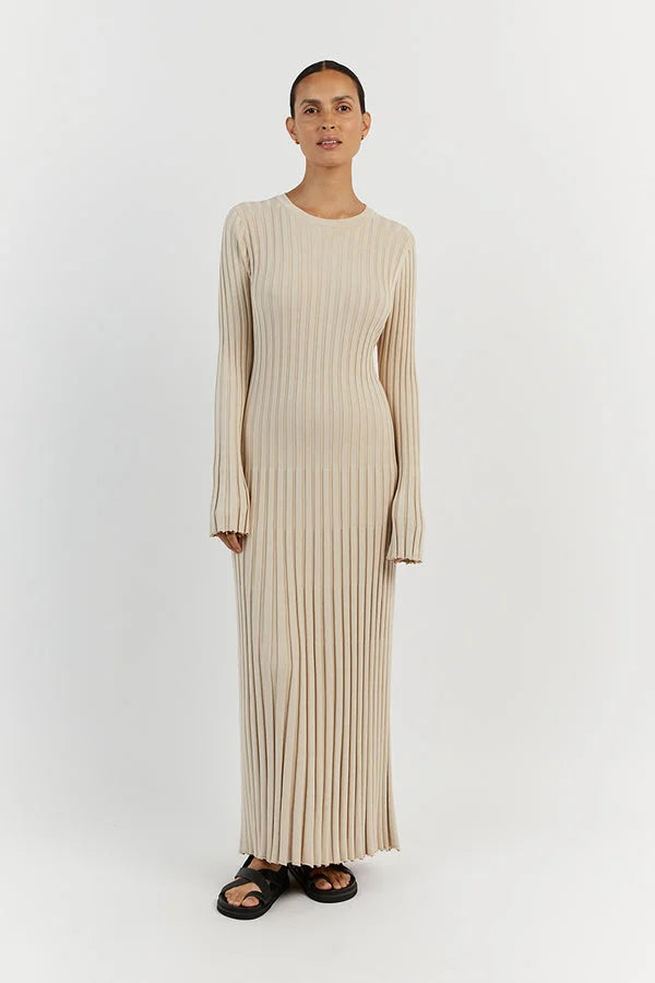 Luna – Elegantes Strickkleid mit Rundhalsausschnitt für Damen