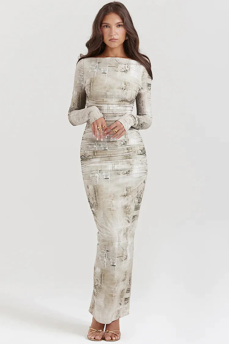 Camille – Langarm-Kleid mit farbenfrohem Print für Damen