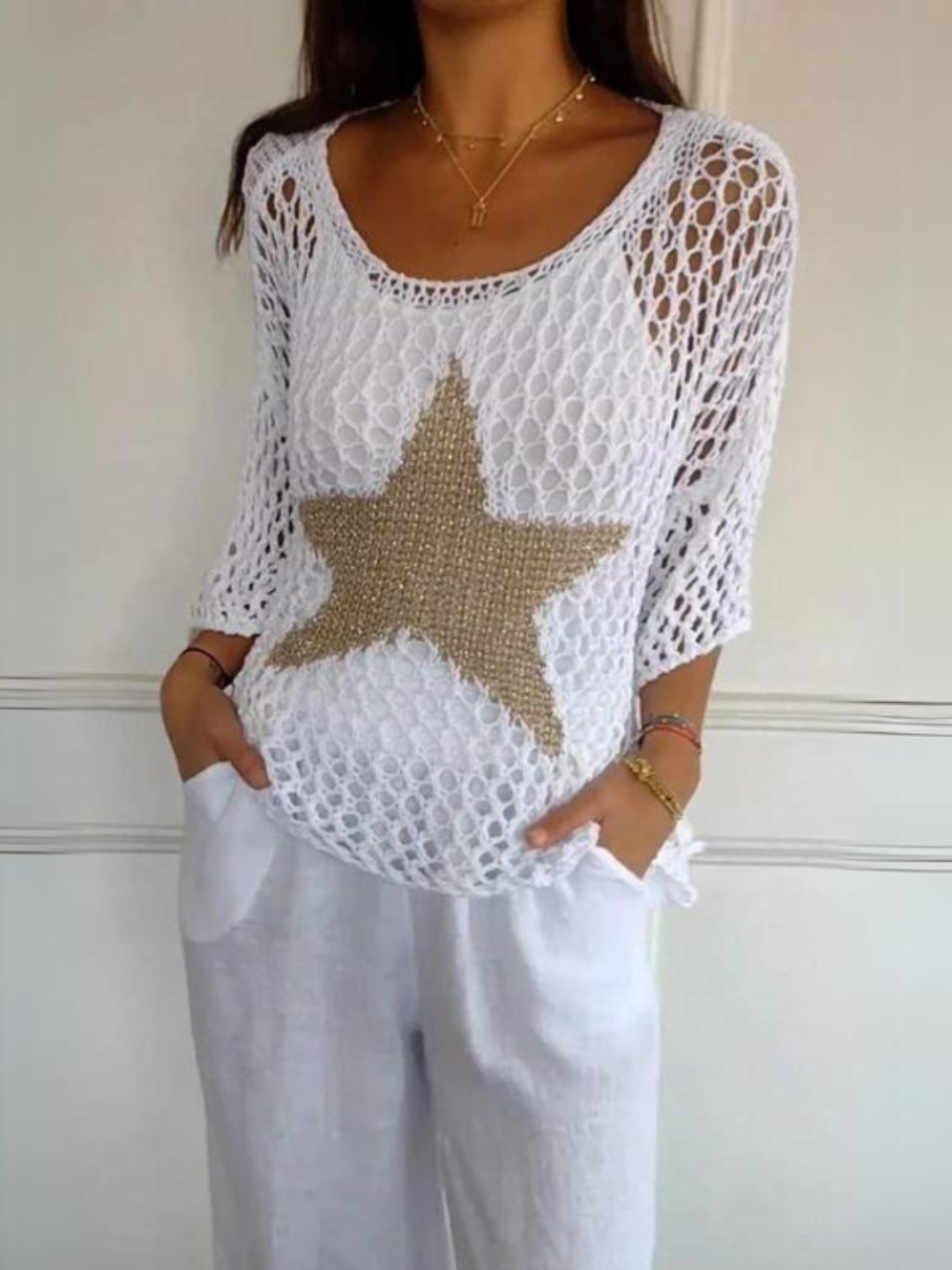 Stella – Elegantes Outfit-Set mit gehäkeltem Sternmuster für Damen