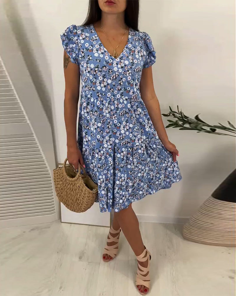 Elena – Blumiges Midi-Kleid für Damen