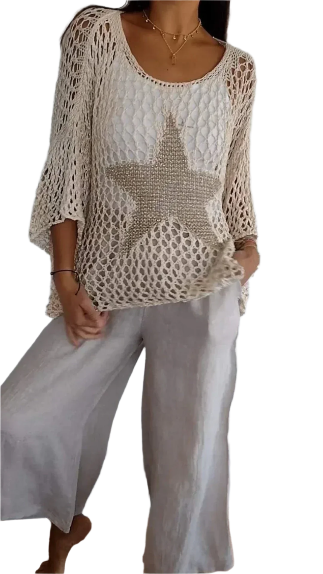Stella – Elegantes Outfit-Set mit gehäkeltem Sternmuster für Damen