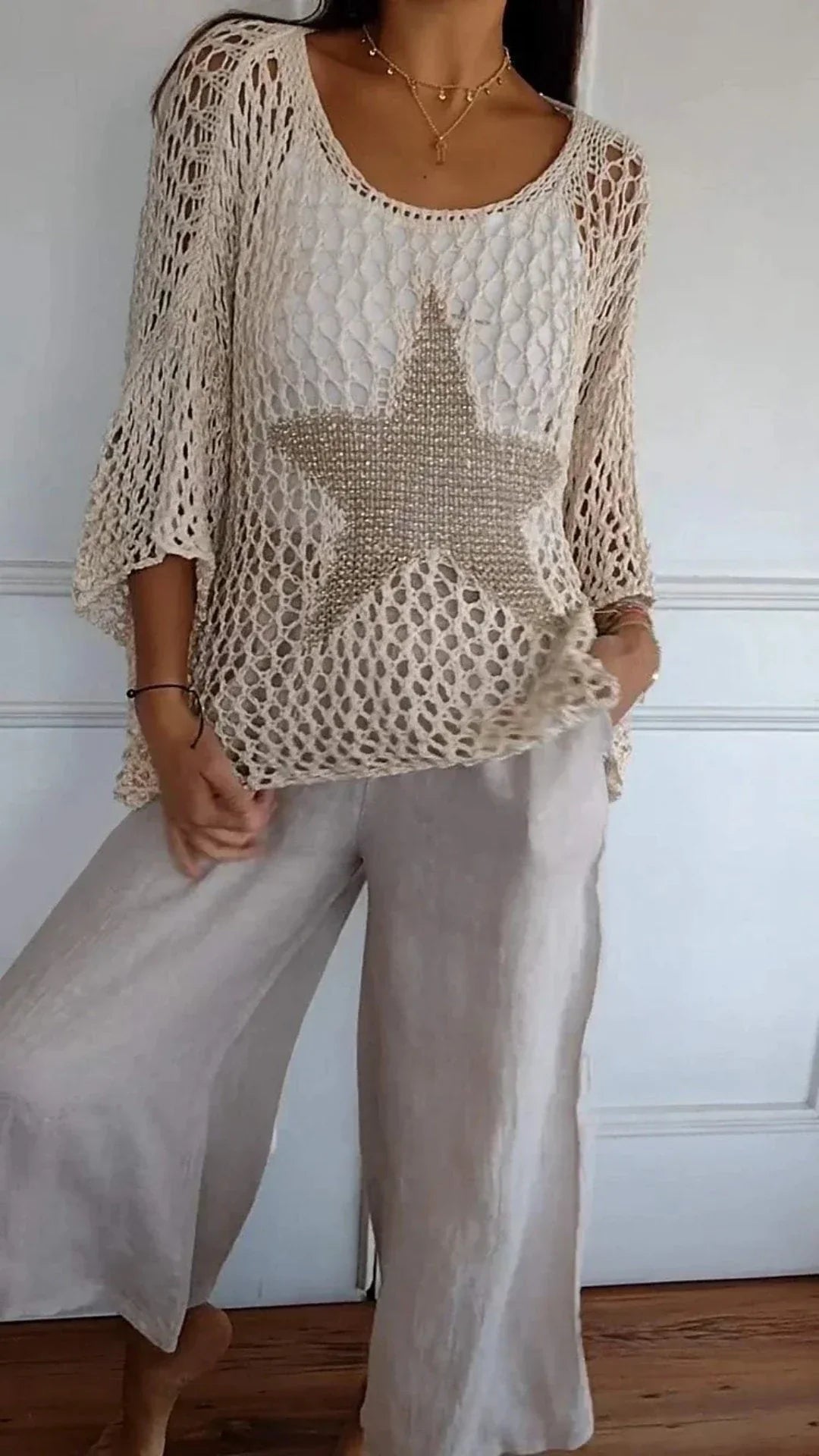 Stella – Elegantes Outfit-Set mit gehäkeltem Sternmuster für Damen