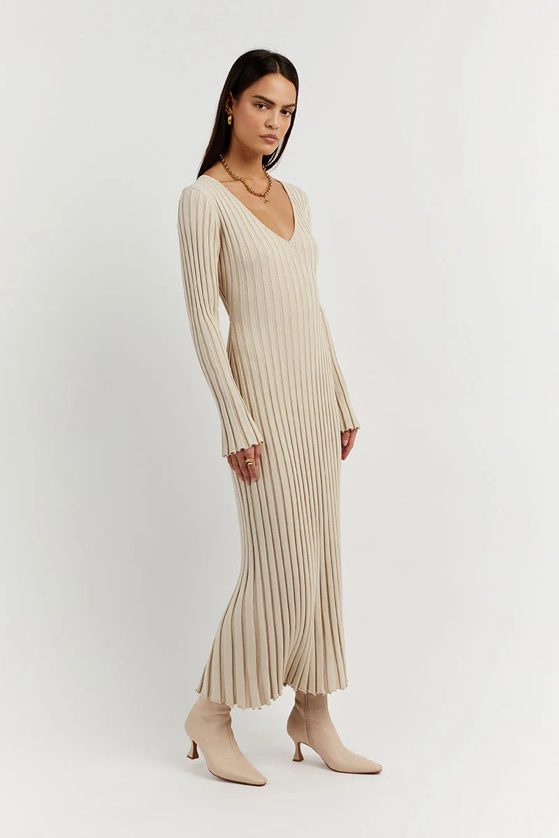 Elena – Luxuriöses Damen Midi-Strickkleid
