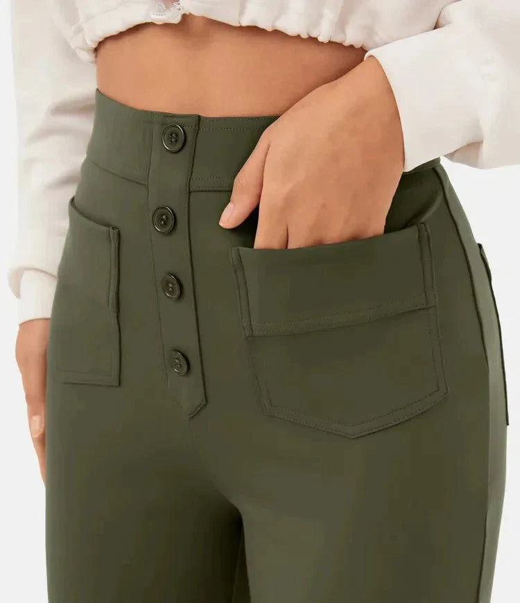 Elena – ModaElastica Hohe Taille Elastische Hose für mühelosen Chic für Frauen