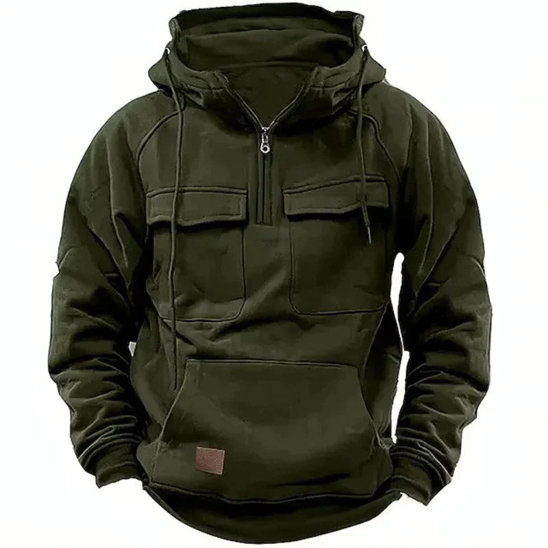 Matteo – Herren Viertel-Reißverschluss Pullover mit Kapuze