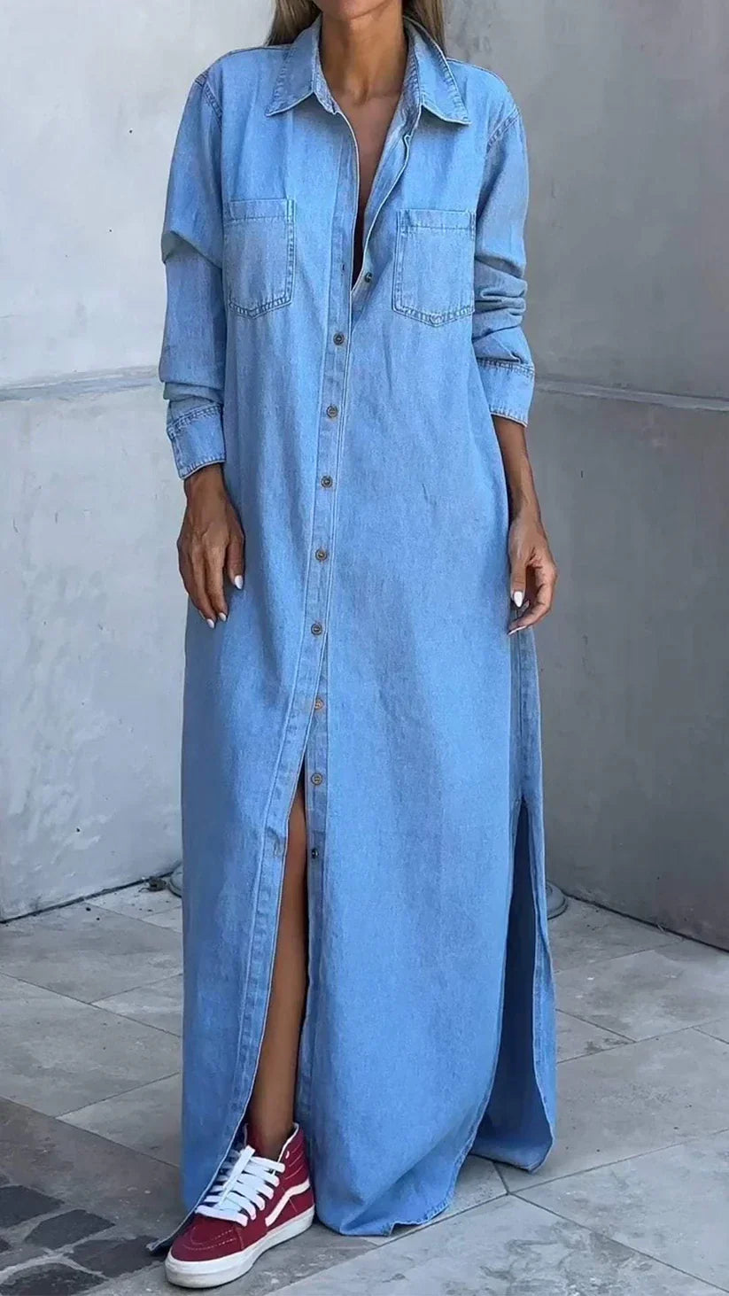 Camilla – Elegant Langärmliges Denimkleid für Damen