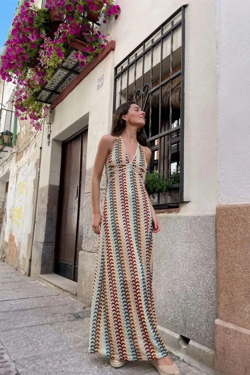 Juliet - Damen Häkel Maxi Kleid
