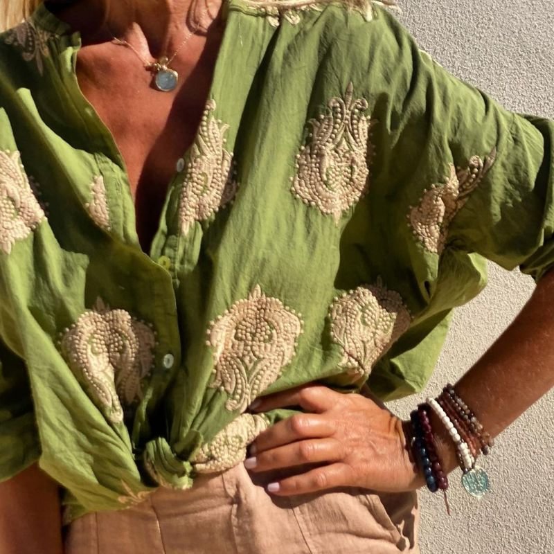 Olivia – Lässige Baumwoll-Leinen Bluse für Damen