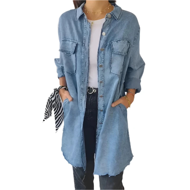 Giuliana – Langes Denim-Hemdblusenkleid für Damen