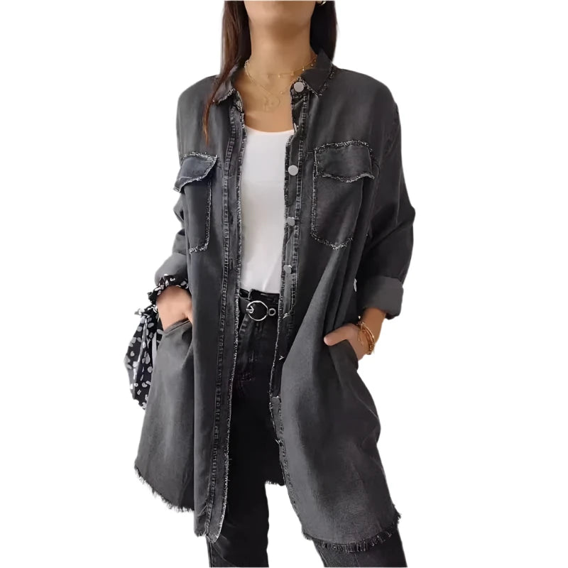 Giuliana – Langes Denim-Hemdblusenkleid für Damen